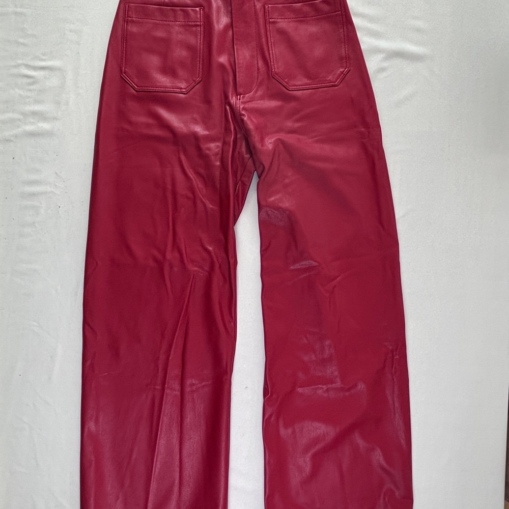 Maeve Cherry Leather Trousers